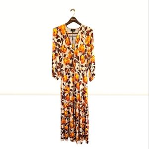NWT Alexia Admor Fall Floral Size Large Maxi Dress Cross Bodice Elastic Waist